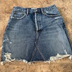 D women’s Agolde Blue Mini Pencil Skirt with Cut Out Slit